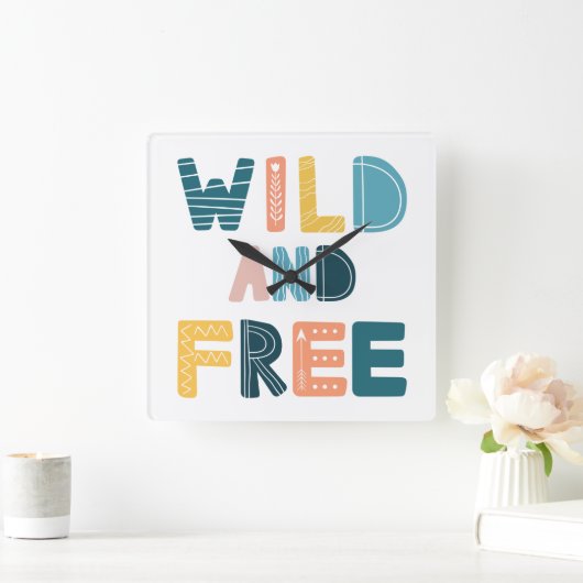Wild und frei quadratische wanduhr (Zuhause)