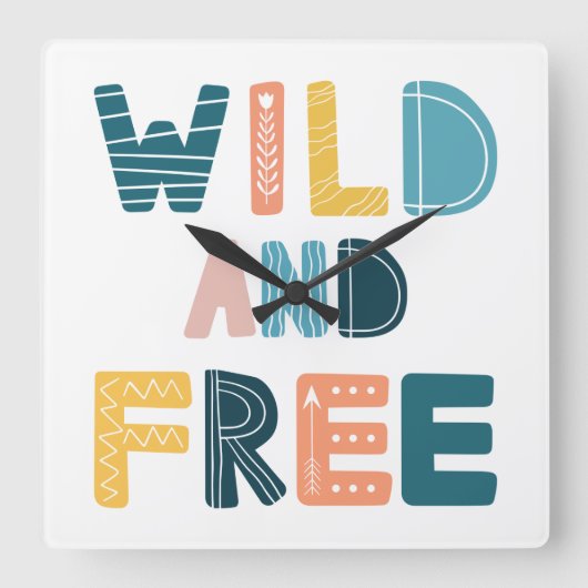 Wild und frei quadratische wanduhr (Vorderseite)