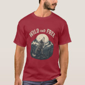 "Wild und frei: Retro Wolf Moon T - Shirt Design" (Vorderseite)