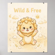 Wild und Freie Löwen-Kinderzimmerposter