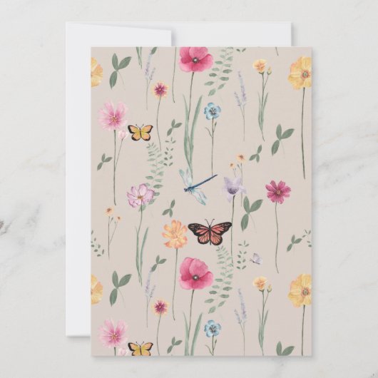 Wild und fünf Wildblumen Einladung (Rückseite)