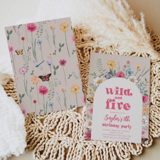 Wild und fünf Wildblumen Einladung
