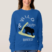 Wild und Gutsy Big Cat Vibes White Cream Deep Blue Sweatshirt (Vorderseite)