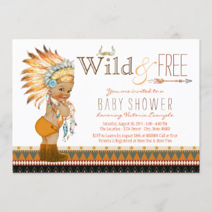 Wild und kostenlos Ethnic Boys Tribal Boho Baby Sh Einladung