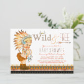 Wild und kostenlos Girls Boho Tribal Baby Shower Einladung (Stehend Vorderseite)