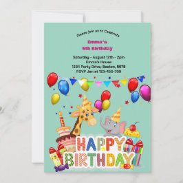 Wild und Kugeln Party Tiere Kindergeburtstag Party Einladung