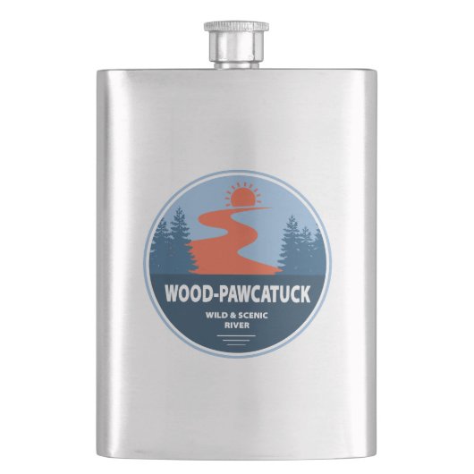 Wild und Landschaftlicher Fluss Wood-Pawcatuck Flachmann (Vorderseite)