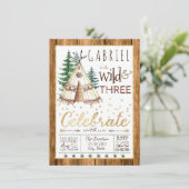 Wild und Three Tribal TeePee Dritter 3. Geburtstag Einladung (Stehend Vorderseite)