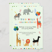 Wild und Whimsical 2. Geburtstag Einladung (Vorne/Hinten)