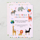 Wild und Whimsical 2. Geburtstag Einladung (Vorne/Hinten)
