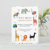 Wild und Whimsical 2. Geburtstag Einladung (Stehend Vorderseite)