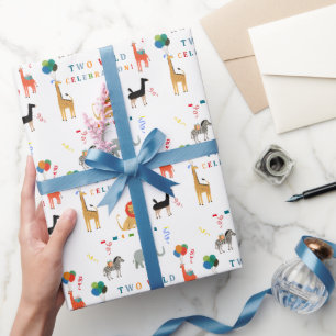 Wild und Whimsical 2. Geburtstag Geschenkpapier