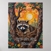 Wild und wunderbar: Raccoon im Nest Poster (Vorne)