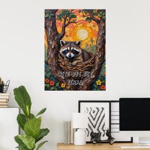 Wild und wunderbar: Raccoon im Nest Poster
