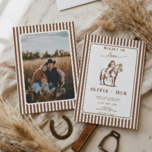 Wild Verliebt Western Cowboy Pferd Foto Hochzeit Einladung