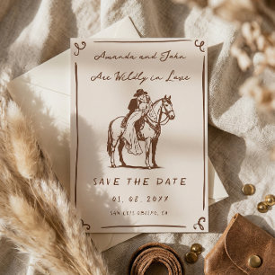 Wild Verliebt Western Rustikal Cowboy Hochzeitsank Einladung