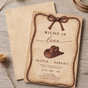 Wild Verliebte Western-Cowboy-Hut Rustikale Hochze Einladung