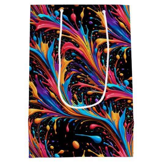 Wild Vibrant Paint Splash Mittlere Geschenktüte (Rückseite)