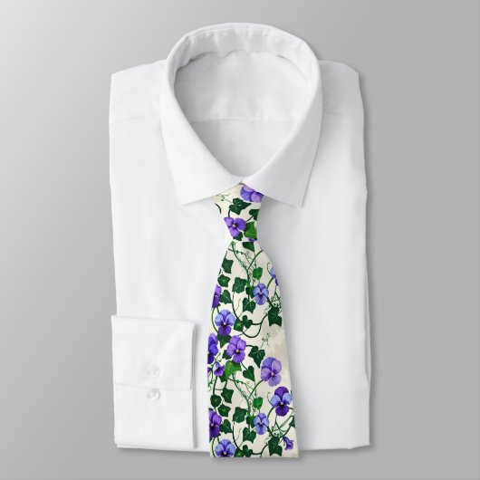 Wild Violets & Ivy Nahtloses Botanisches Muster Krawatte (Gebunden)