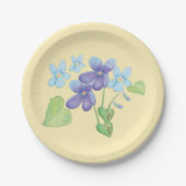 Wild violette Blume Illustration Light Blue Paper Pappteller (Vorderseite)