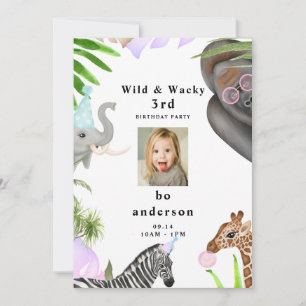 Wild & Wacky Jungle 3. Geburtstags-Party-Foto für Einladung