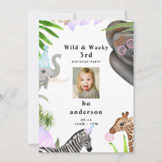 Wild & Wacky Jungle 3. Geburtstags-Party-Foto für  Einladung