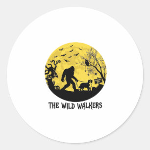 Wild Walkers Bigfoot gehende Berner Halloween Hau Runder Aufkleber