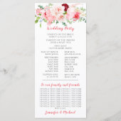 Wild Watercolor Garden Florals Hochzeitsprogramm Programm (Rückseite)