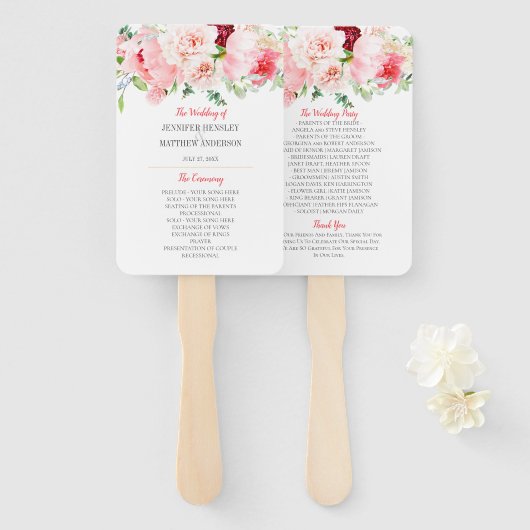 Wild Watercolor Garden Florals Wedding Fächer (Vorne und Hinten)