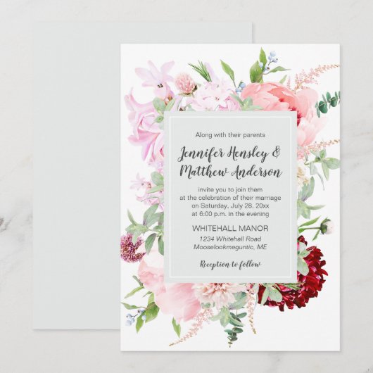 Wild Watercolor Garden Wedding | Einladung (Vorne/Hinten)