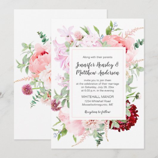 Wild Watercolor Garden Wedding | Einladung (Vorne/Hinten)