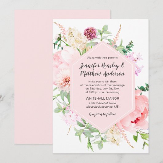 Wild Watercolor Garden Wedding | Einladung (Vorne/Hinten)