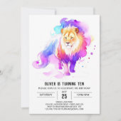 Wild Watercolor Lion Birthday Einladung (Vorderseite)