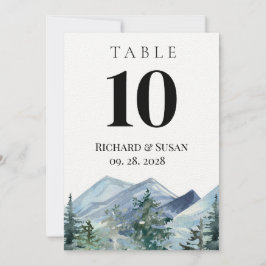 Wild Watercolor Wedding Tischnummer Card