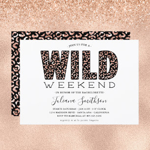 Wild Weekend Rose Gold Leopard Bachelorette Invita Einladung