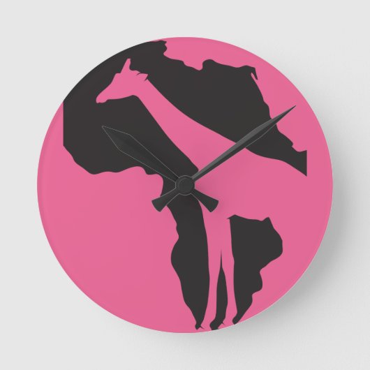 " Wild weit entferntes Afrika." Runde Wanduhr (Vorderseite)
