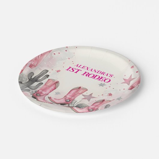 Wild West 1st Rodeo Birthday Pappteller (Schrägansicht)