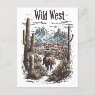 Wild-West-Abenteuer-Illustration Feiertagspostkarte