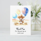Wild West Adventure Boy Baby Shower Dankeskarte (Stehend Vorderseite)