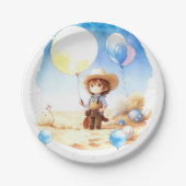 Wild West Adventure Watercolor Cowboy Baby Shower Pappteller (Vorderseite)