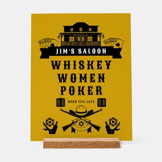 Wild West Americana Poker Acrylschild (Vorderseite)