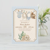 Wild West Baby Cowboy 1st Birthday Einladung (Stehend Vorderseite)