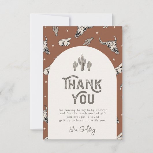 Wild West Baby Dusche Danke Karte | WESTERN (Vorderseite)