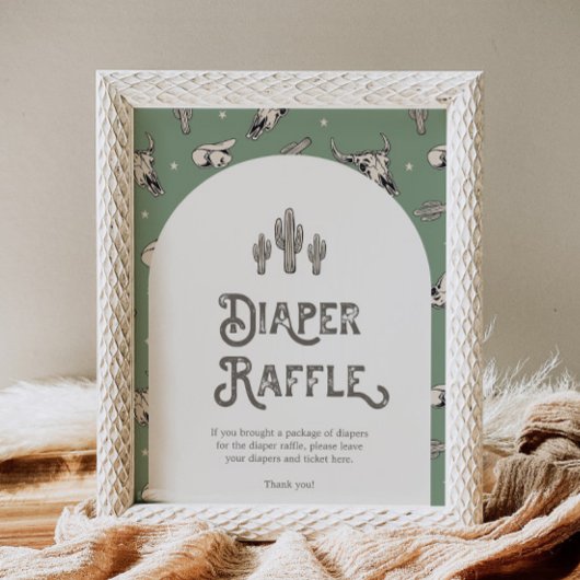 Wild West Baby Duwer Windel Raffle Sign