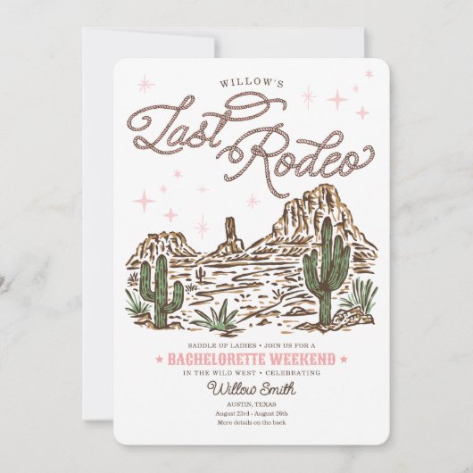 Wild West Bachelorette Letzte Rodeo Tour Einladung (Vorderseite)