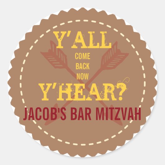 WILD WEST Bar Mitzvah Einladung Aufkleber Siegel (Vorderseite)