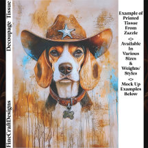 Wild West Beagle Hund in Cowboyhut EY4 Decoupage