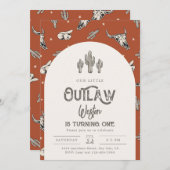 Wild West Birthday Einladung | Cowboy - Einladung (Vorne/Hinten)