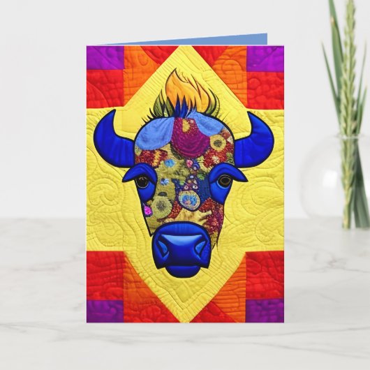 Wild West Bison quilt like Design Dankeskarte (Vorderseite)