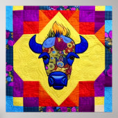 Wild West Bison quilt like Design Poster (Vorne)